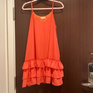 Melon coral orange pink summer ruffle dress